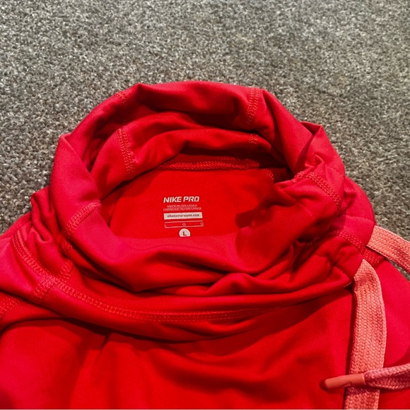 Nike - Athletic Long Sleeve Top - Size L - Bright Pink - Cinch Detail on Neck - Picture 2 of 8